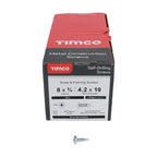 TIMCO Metal Construction Sheet & Framing Screws, PH, Wafer, Self-Drilling, Zinc, 4.2 x 19, Box of 1,000