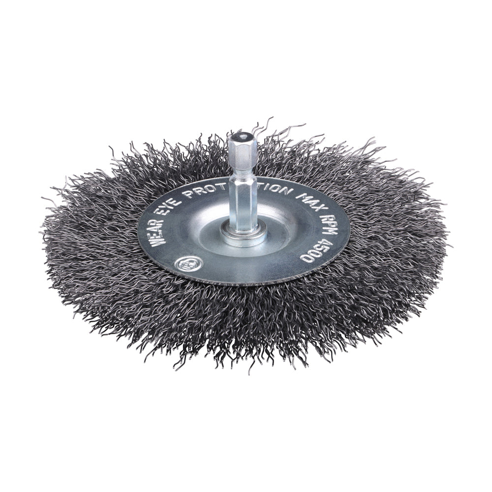 TIMCO Drill Wheel Brush, Crimped Steel Wire, 100mm