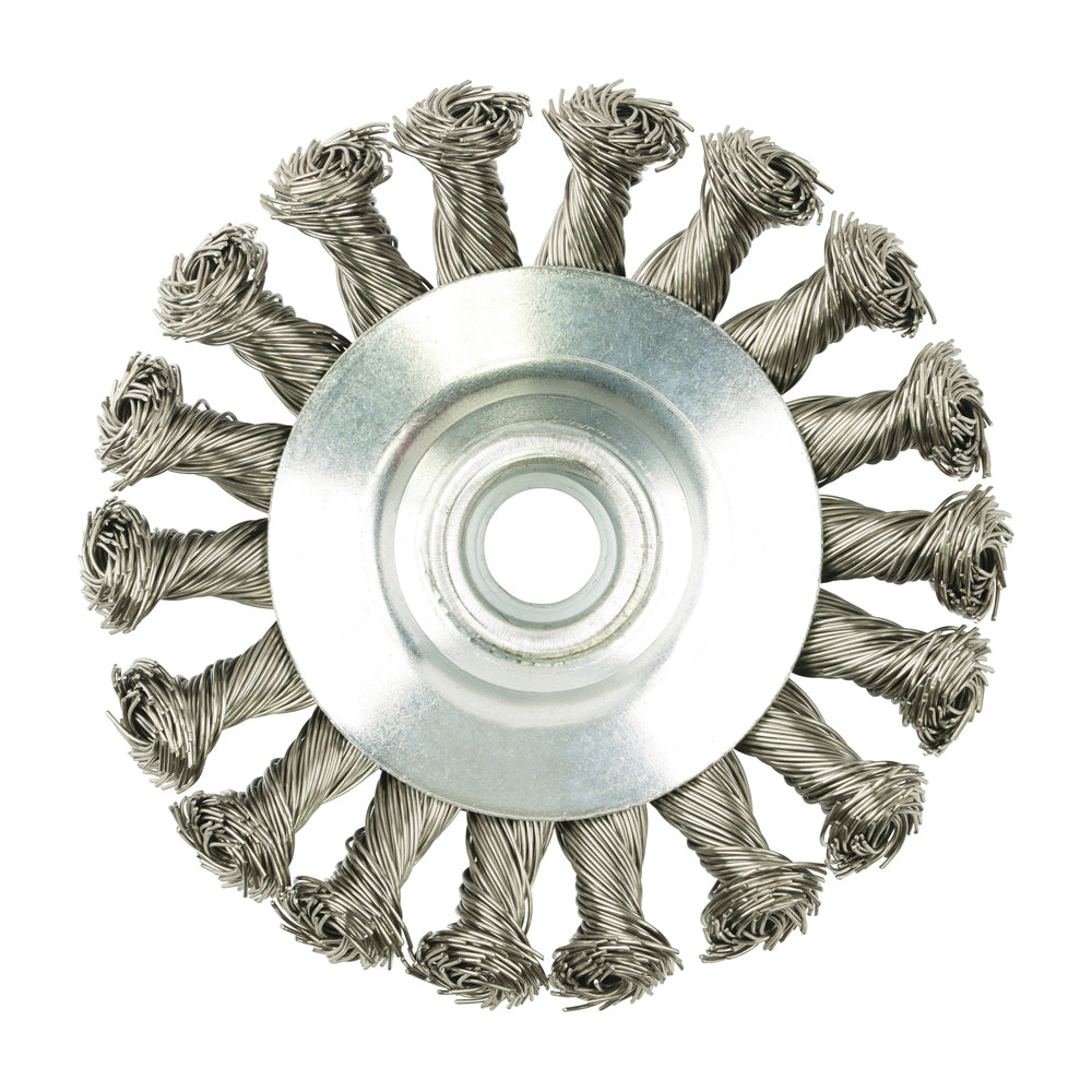 TIMCO Angle Grinder Bevel Brush, Twisted Knot Stainless Steel, 100mm