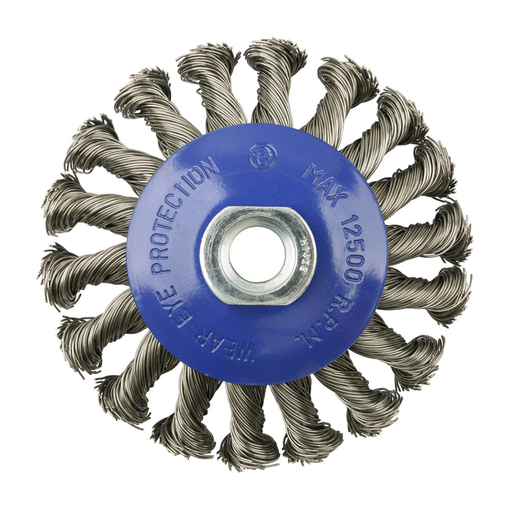 TIMCO Angle Grinder Bevel Brush, Twisted Knot Stainless Steel, 100mm