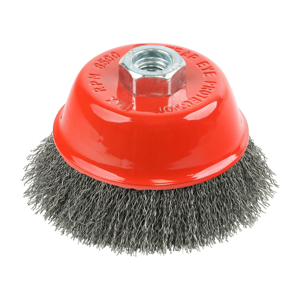 TIMCO Angle Grinder Cup Brush, Crimped Steel Wire, 100mm