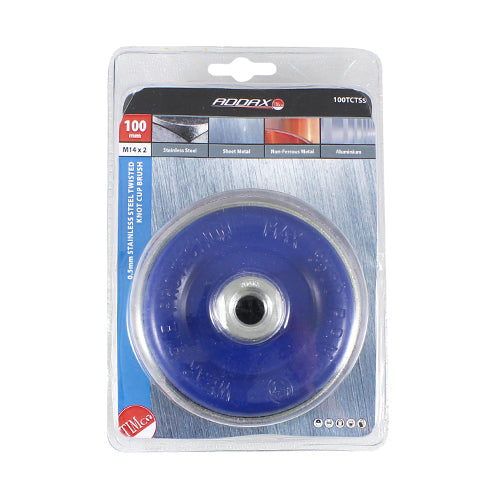 TIMCO Angle Grinder Cup Brush, Twisted Knot Stainless Steel, 100mm