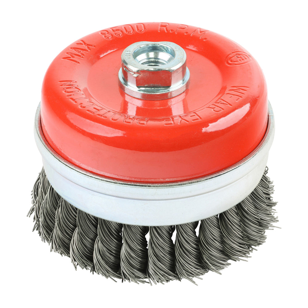 TIMCO Angle Grinder Cup Brush, Twisted Knot Steel Wire, 100mm