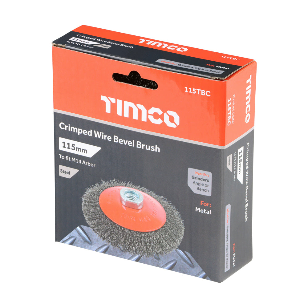 TIMCO Angle Grinder Bevel Brush, Crimped Steel Wire, 115mm