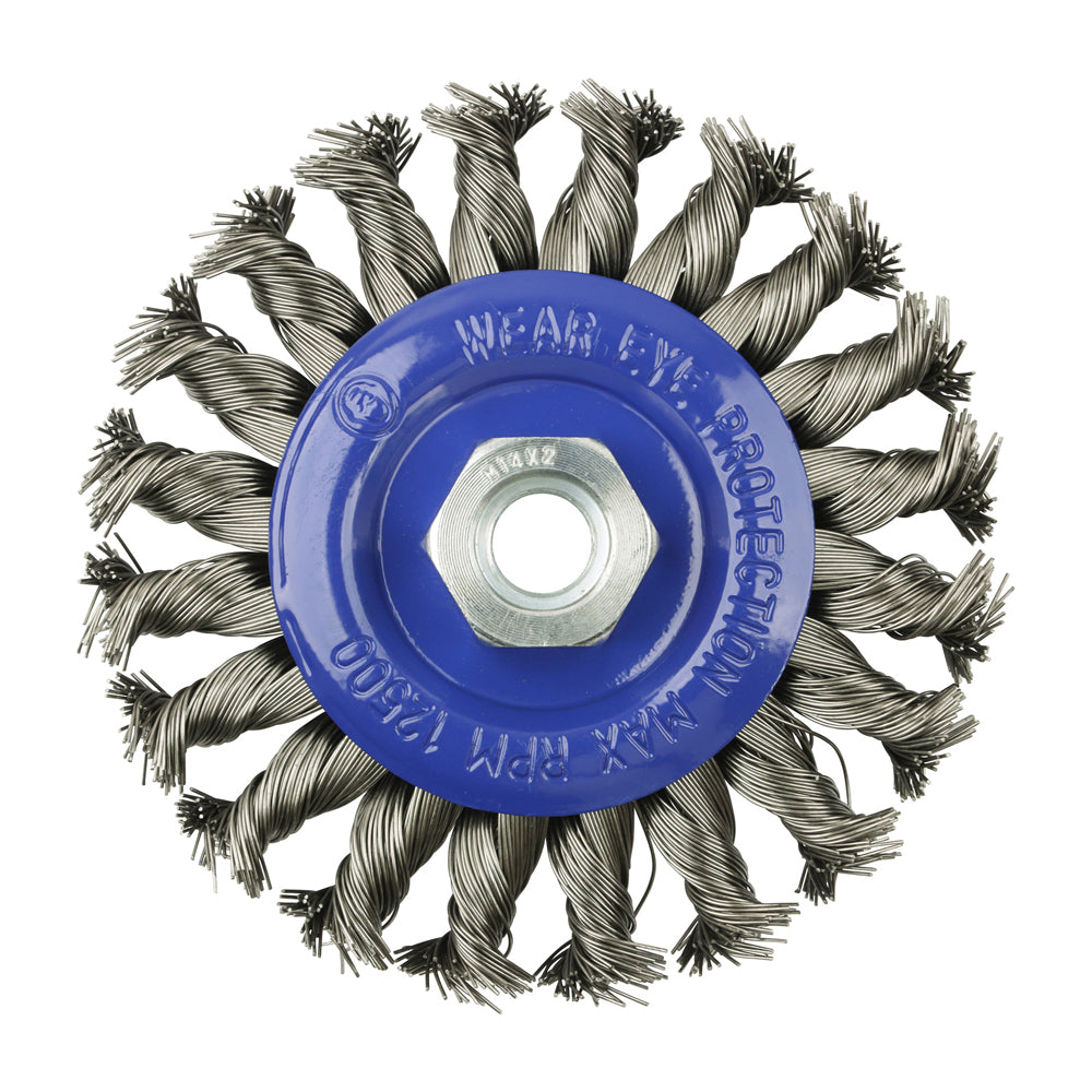 TIMCO Angle Grinder Wheel Brush, Twisted Knot Stainless Steel, 115mm