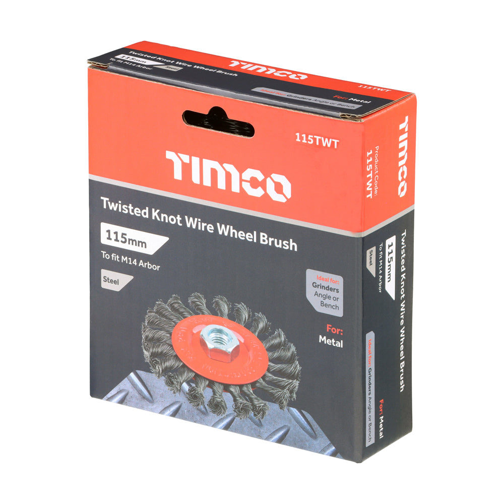 TIMCO Angle Grinder Wheel Brush, Twisted Knot Steel Wire, 115mm