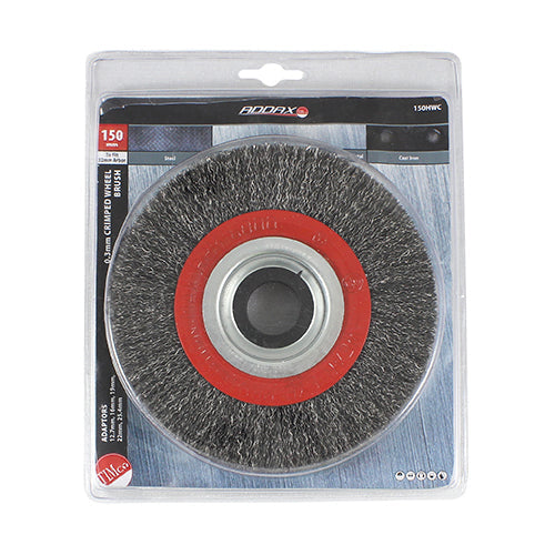TIMCO Wheel Brush with Plastic Reducer Set, Crimped Steel Wire, 150mm