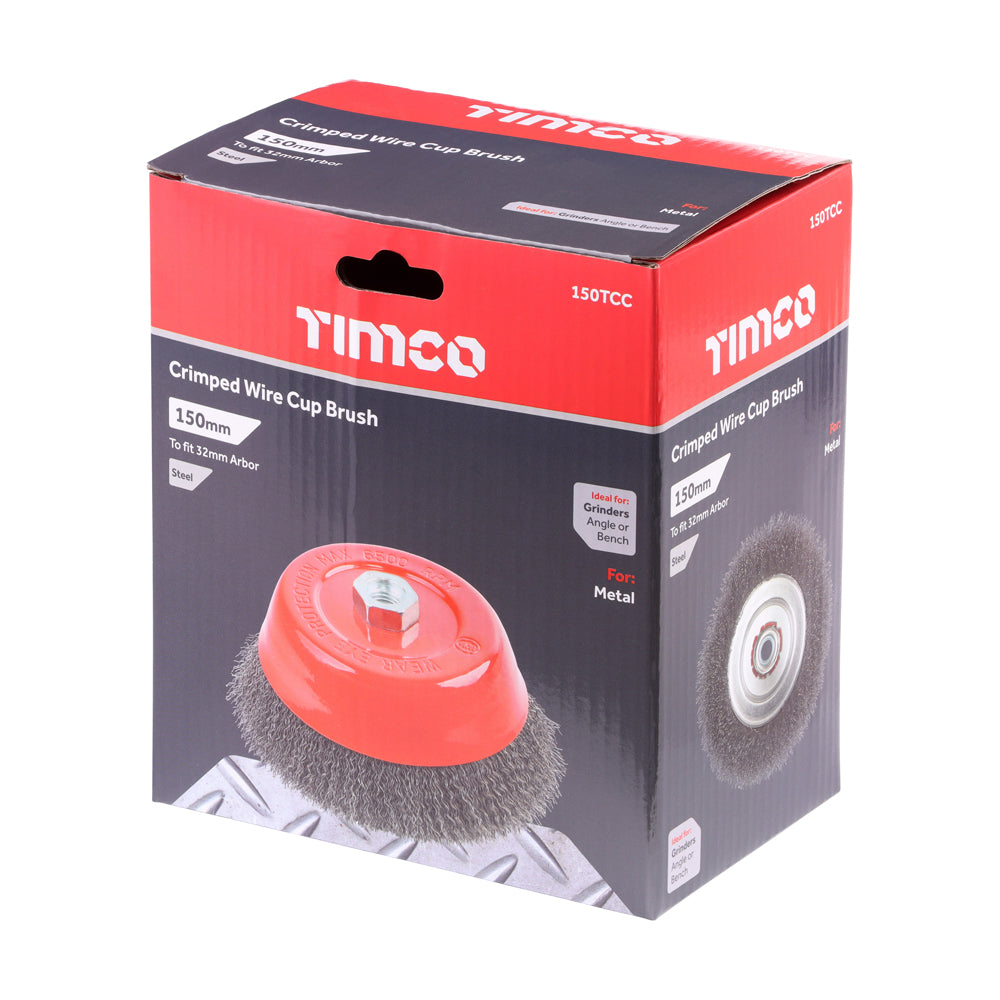 TIMCO Angle Grinder Cup Brush, Crimped Steel Wire, 150mm