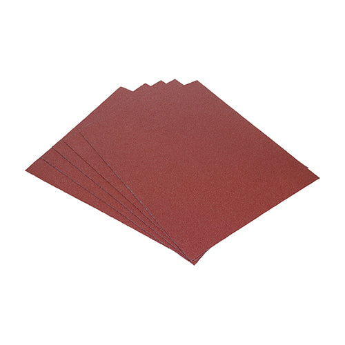 TIMCO Sanding Sheets, 80 Grit, Red, 230 x 280mm, Pack of 5