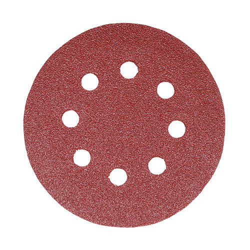 TIMCO Random Orbital Sanding Discs, 60 Grit, Red, 125mm, Pack of 5