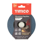 TIMCO Flap Disc, Zirconium, Type 29 Conical, P120 Grit, 115 x 22.23