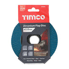TIMCO Flap Disc, Zirconium, Type 29 Conical, P120 Grit, 115 x 22.23