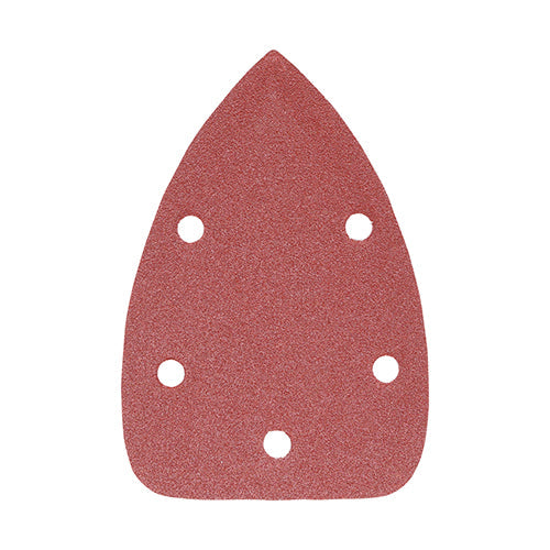 TIMCO Detail Sanding Pads, 120 Grit, Red, 95 x 136mm, Pack of 5