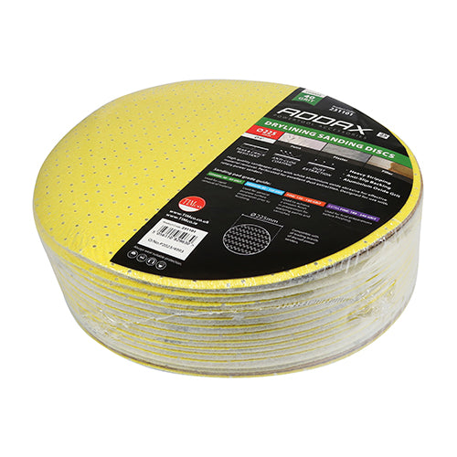 TIMCO Drylining Sanding Discs, 40 Grit, Yellow, 225mm, Pack of 25