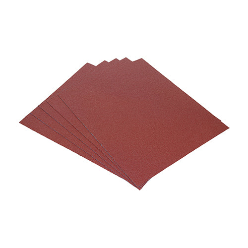 TIMCO Sanding Sheets, Mixed, Red, 230 x 280mm (80/120/180), Pack of 5