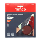 TIMCO Random Orbital Sanding Discs, 120 Grit, Red, 150mm, Pack of 5
