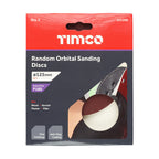 TIMCO Random Orbital Sanding Discs, 180 Grit, Red, 125mm, Pack of 5