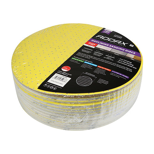 TIMCO Drylining Sanding Discs, 180 Grit, Yellow, 225mm, Pack of 25