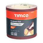 TIMCO Sandpaper Roll, 120 Grit, Red, 115mm x 10m