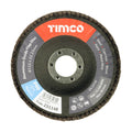 TIMCO Set of Flap Discs, Aluminium Oxide, Type 29 Conical, 80 Grit, 115 x 22.23, Pack of 10