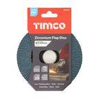 TIMCO Flap Disc, Zirconium, Type 29 Conical, P80 Grit, 115 x 22.23