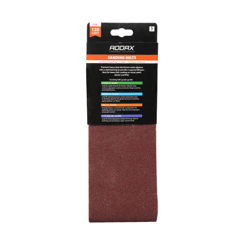 TIMCO Sanding Belts, 120 Grit, Red, 100 x 610mm, Pack of 5