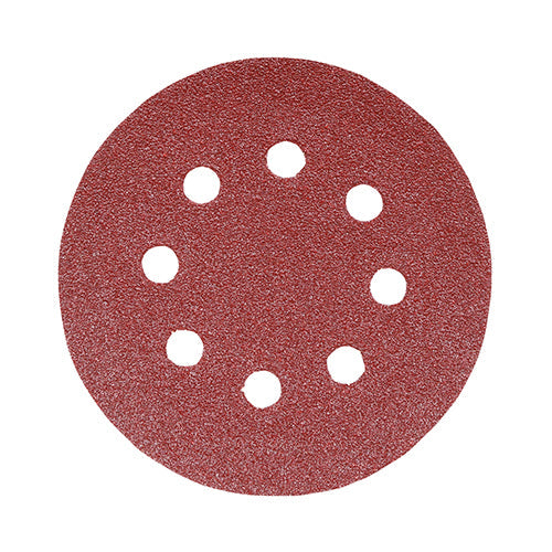 TIMCO Random Orbital Sanding Discs, 120 Grit, Red, 125mm, Pack of 5