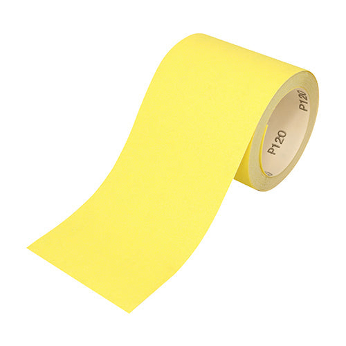 TIMCO Sandpaper Roll, 120 Grit, Yellow, 115mm x 10m