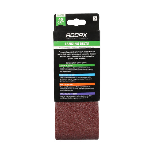 TIMCO Sanding Belts, 40 Grit, Red, 75 x 457mm, Pack of 5
