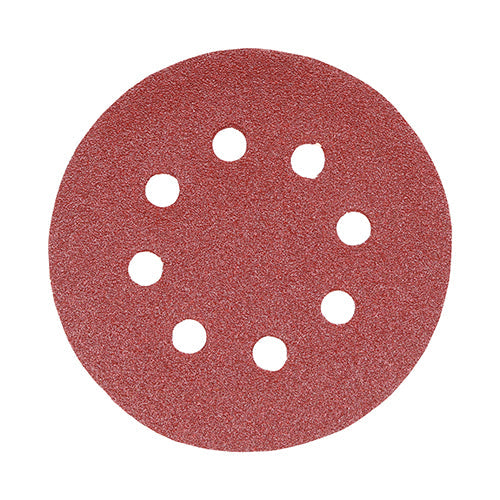 TIMCO Random Orbital Sanding Discs, 80 Grit, Red, 125mm, Pack of 5