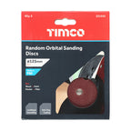 TIMCO Random Orbital Sanding Discs, 80 Grit, Red, 125mm, Pack of 5