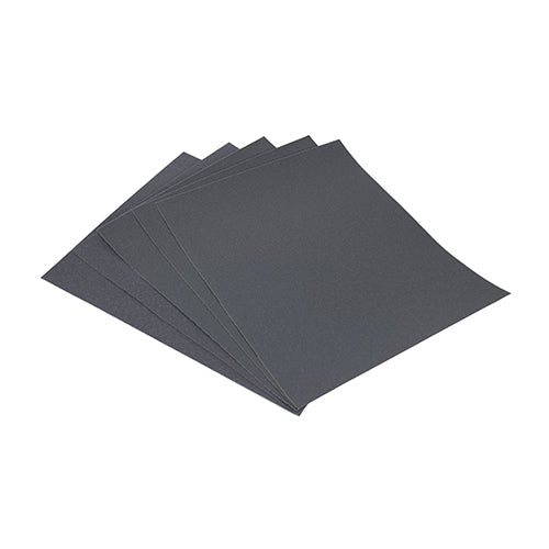 TIMCO Wet & Dry Sanding Sheets, 1200 Grit, Black, 230 x 280mm, Pack of 5