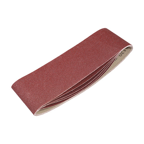 TIMCO Sanding Belts, 120 Grit, Red, 75 x 533mm, Pack of 5