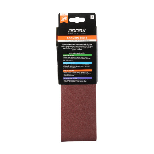 TIMCO Sanding Belts, 120 Grit, Red, 75 x 533mm, Pack of 5
