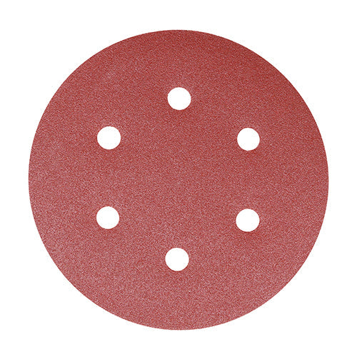 TIMCO Random Orbital Sanding Discs, 180 Grit, Red, 150mm, Pack of 5