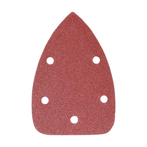 TIMCO Detail Sanding Pads, 80 Grit, Red, 95 x 136mm, Pack of 5
