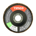 TIMCO Set of Flap Discs, Aluminium Oxide, Type 29 Conical, 40 Grit, 115 x 22.23, Pack of 10