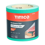 TIMCO Sandpaper Roll, 120 Grit, Green, 115mm x 10m