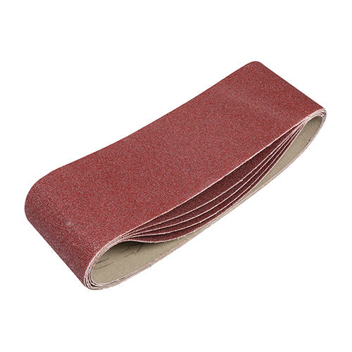 TIMCO Sanding Belts, 80 Grit, Red, 75 x 533mm, Pack of 5