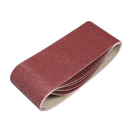 TIMCO Sanding Belts, 80 Grit, Red, 75 x 457mm, Pack of 5