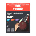 TIMCO Random Orbital Sanding Discs, Mixed, Red, 125mm (80/120/180), Pack of 5