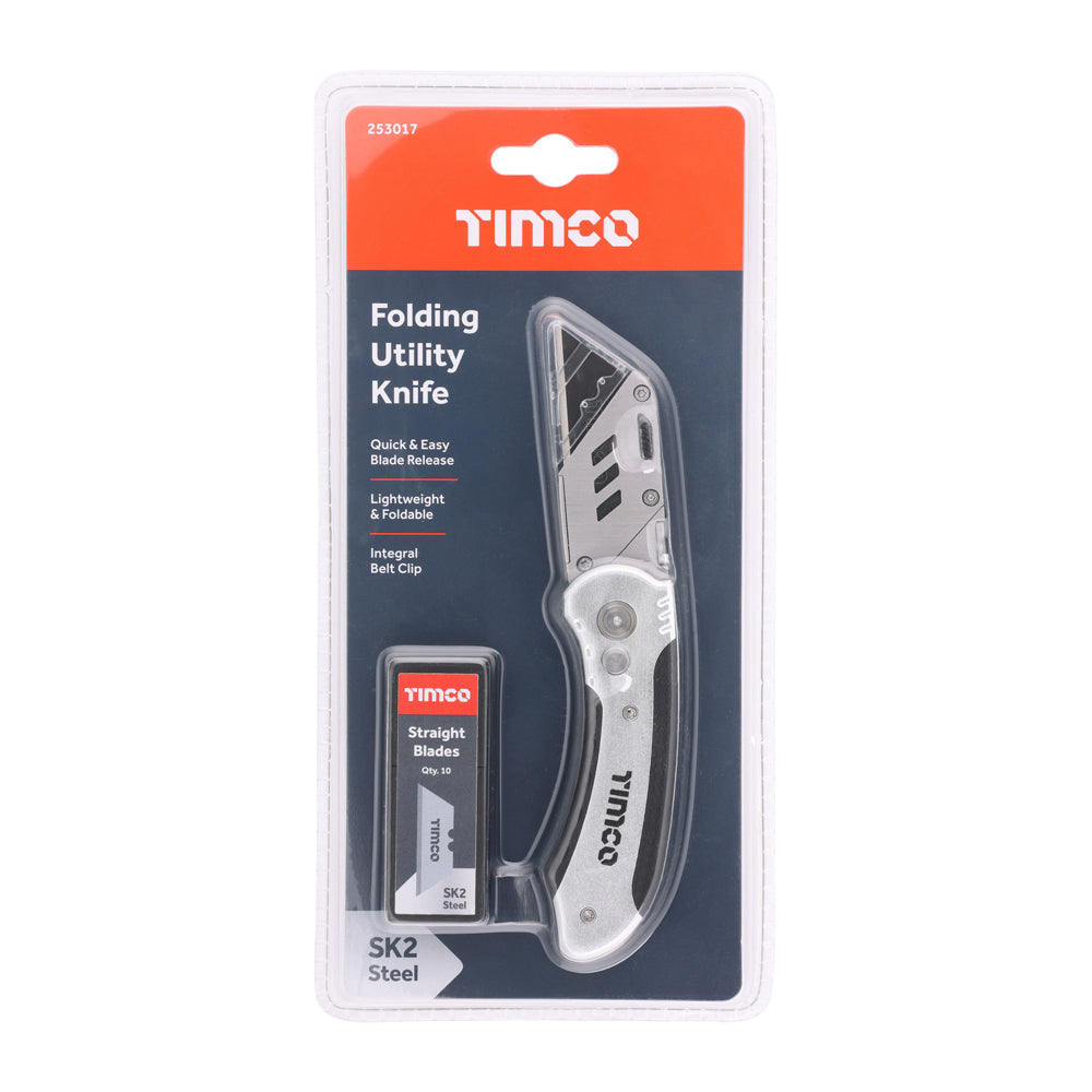 TIMCO Folding Utility Knife & Blades, 6 1/4” / 160mm