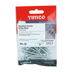 TIMCO Machine Screws, PZ, Pan & Hex Nuts, Zinc, M4 x 30, Pack of 25
