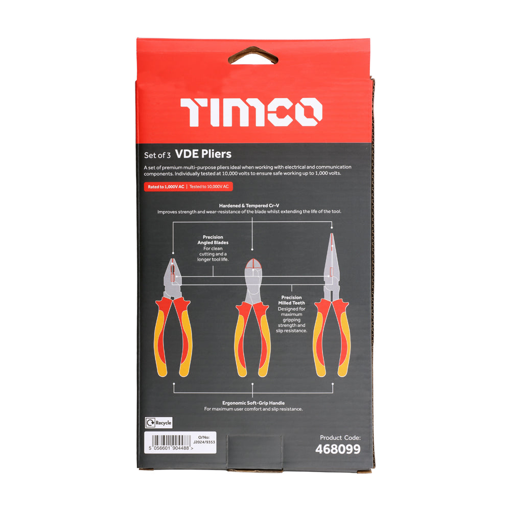 TIMCO VDE Plier Set, 3pcs