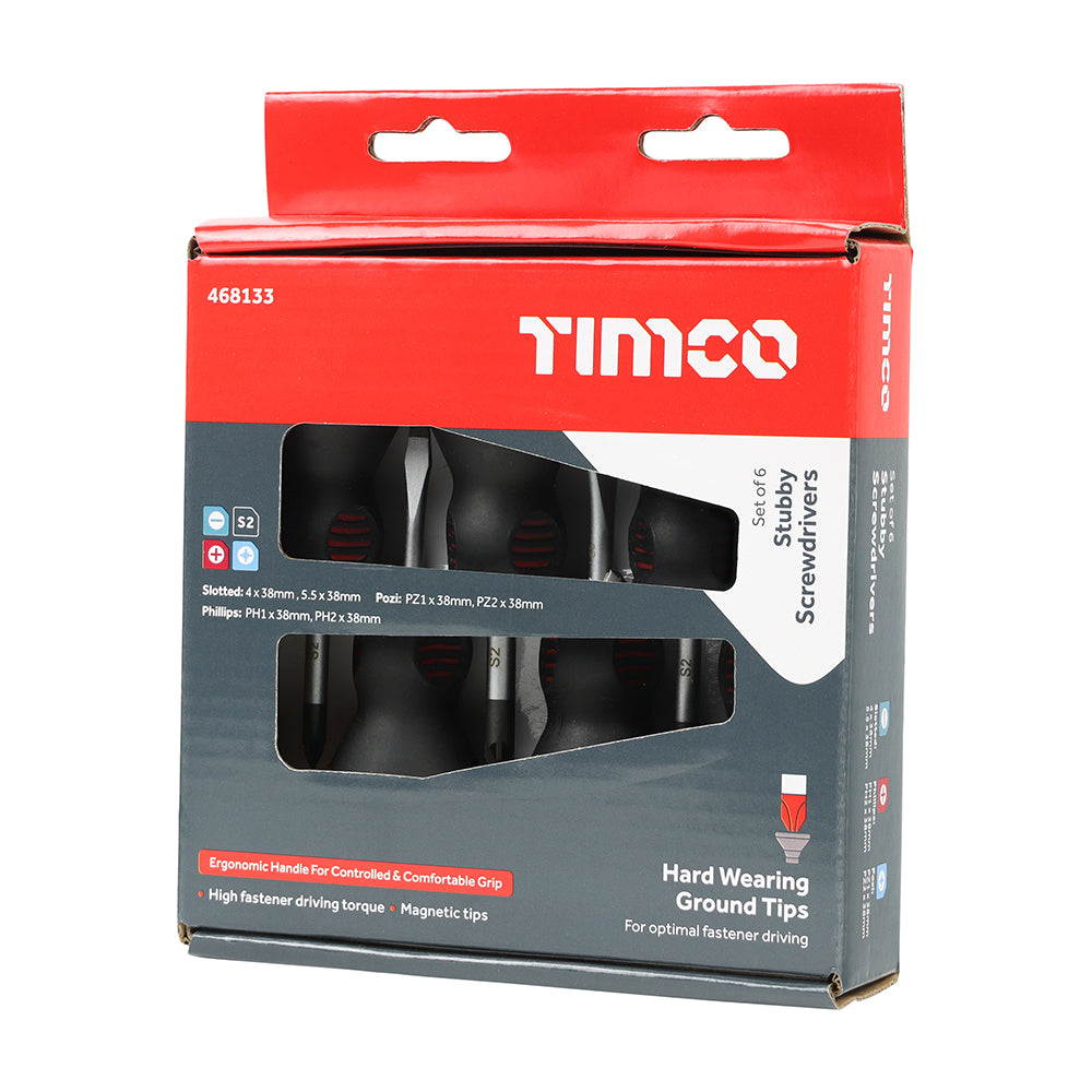 TIMCO Stubby Screwdriver Set, 6pcs