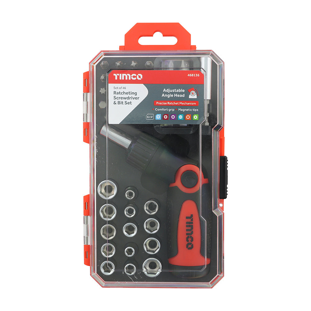 TIMCO Ratcheting Screwdriver Bit Set, 46pcs