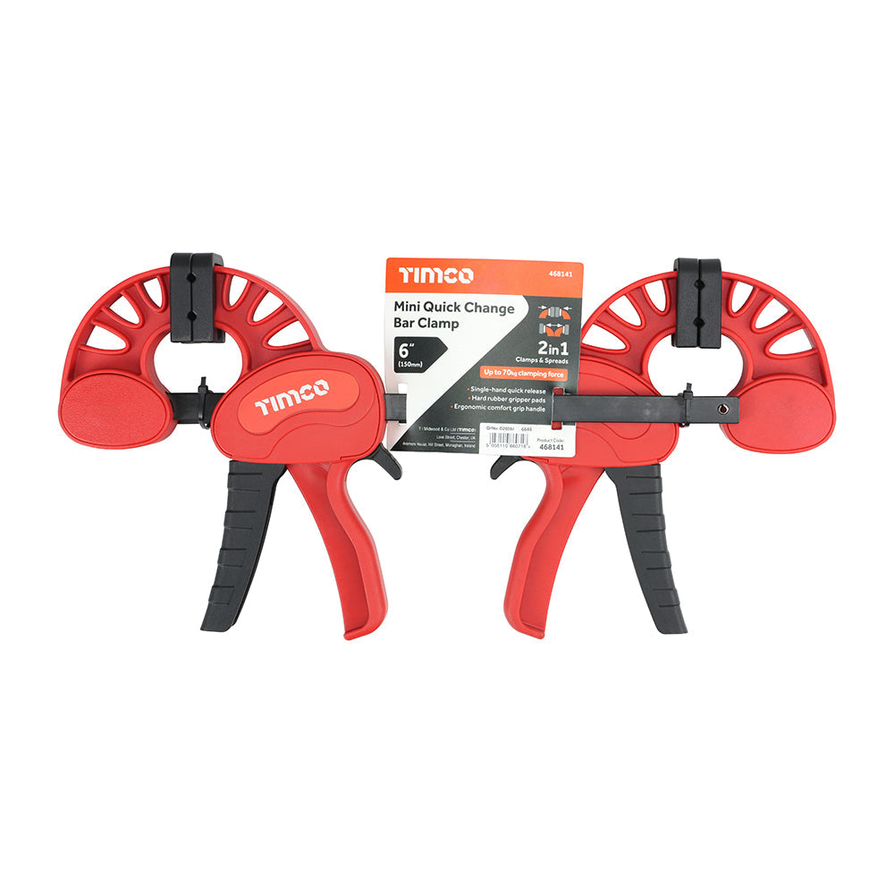 TIMCO Mini Quick Change Bar Clamp, 6", Pack of 2