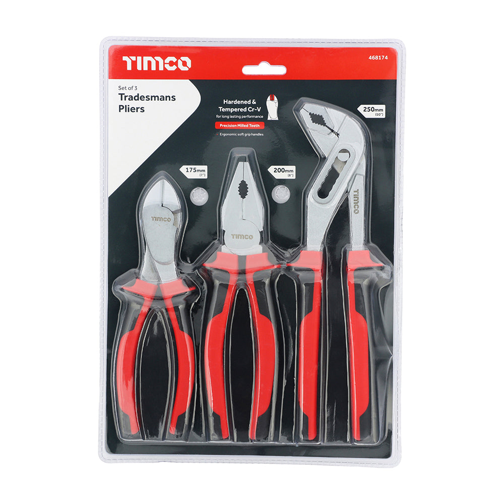 TIMCO Tradesmans Pliers Set, 3pcs