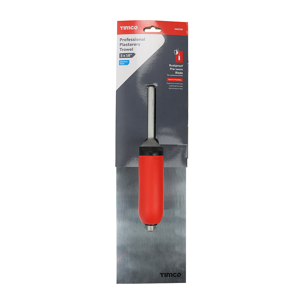 TIMCO Professional Plasterers Trowel, Stainless Steel, 5 x 18"