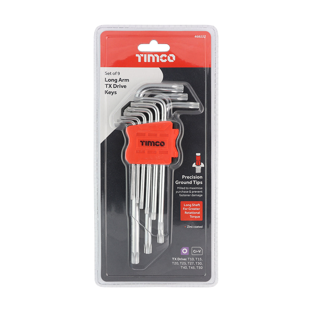 TIMCO Long Arm TX Drive Key Set, 9pcs